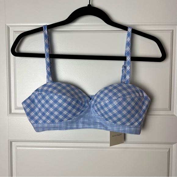 NWT favorite daughter the ex boyfriend bra in blue gingham - Picture 7 of 8